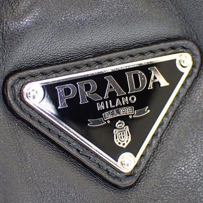 Prada Padded Mini Handbag Leather Black Silver