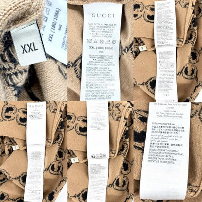 Gucci Knit GG Wool Jacquard Sweater Top All Over Pattern Brown X Black