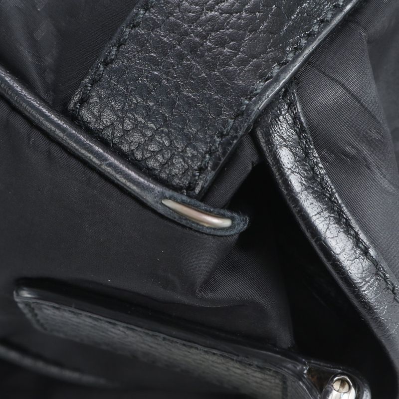 Gucci GG Nylon Leather Shoulder Bag Crossbody Messenger Black