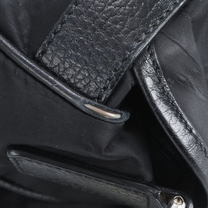 Gucci GG Nylon Leather Shoulder Bag Crossbody Messenger Black
