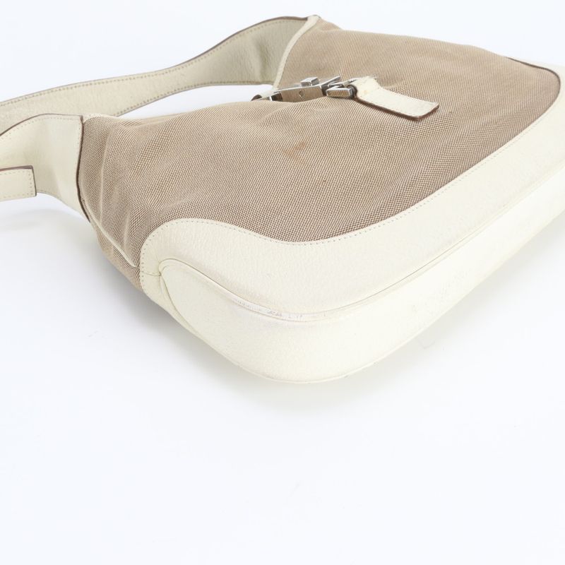 Gucci Jackie 001 Leather Canvas Shoulder Bag Tote