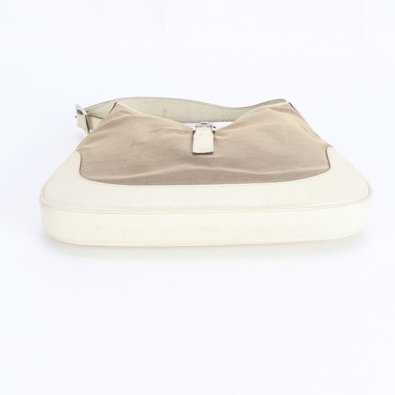 Gucci Jackie 001 Leather Canvas Shoulder Bag Tote