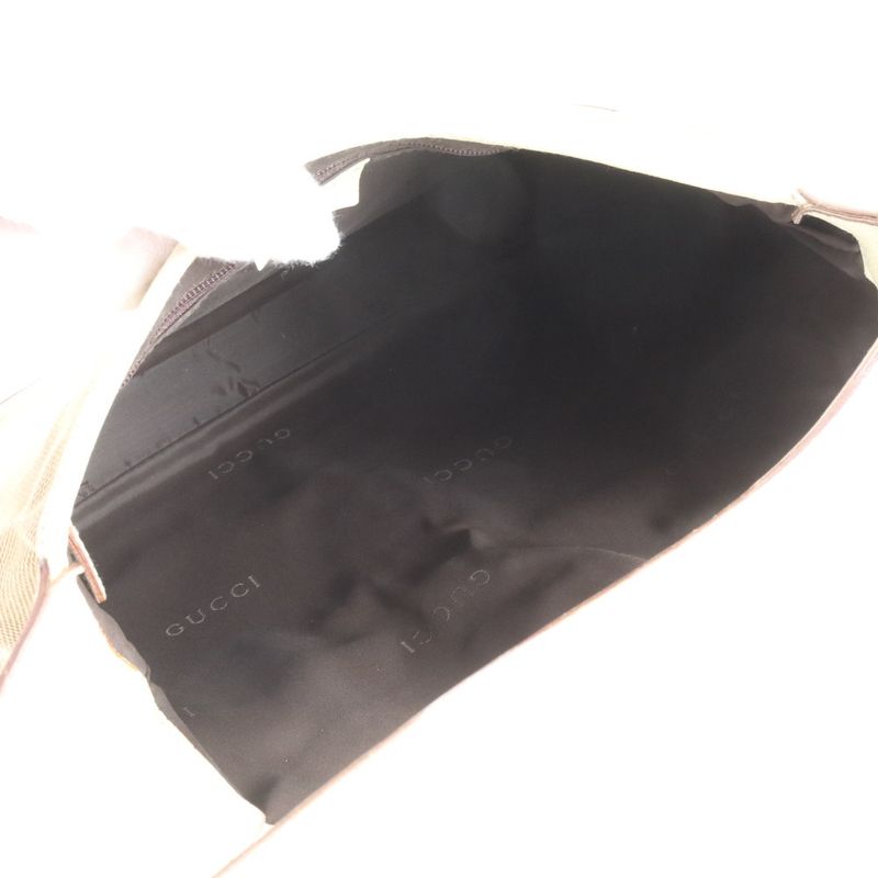 Gucci Jackie 001 Leather Canvas Shoulder Bag Tote