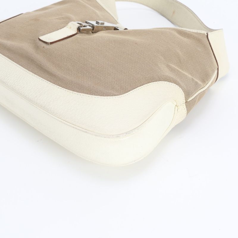 Gucci Jackie 001 Leather Canvas Shoulder Bag Tote