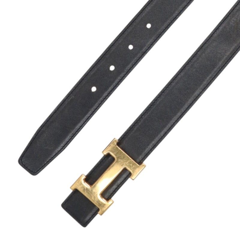 Hermes Logo Buckle Reversible Leather Belt 70