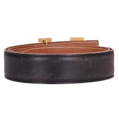 Hermes Logo Buckle Reversible Leather Belt 70