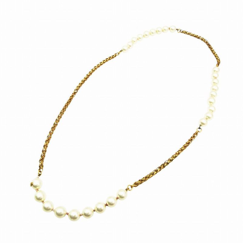 Chanel Vintage Pearl Gold Long Chain Necklace
