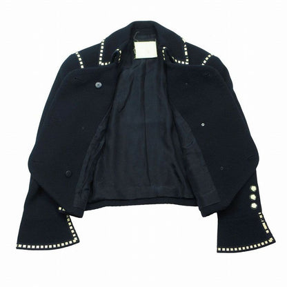 Chanel Vintage Tweed Camellia Button Cropped Jacket 38 M Navy