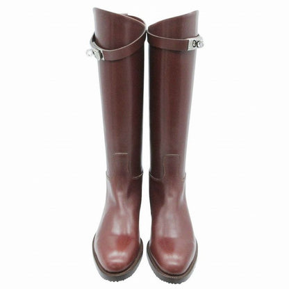 Hermes Kelly Long Boots Shoes Silver Mocha Botte L Veau Velour Moka