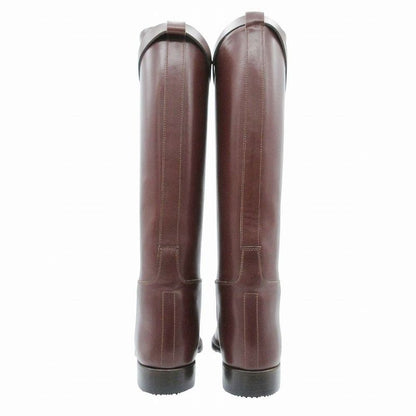 Hermes Kelly Long Boots Shoes Silver Mocha Botte L Veau Velour Moka