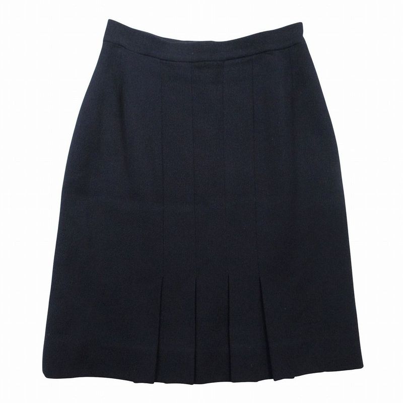 Chanel Gold Button Coin Vintage Skirt Suit Set Dark Navy 38