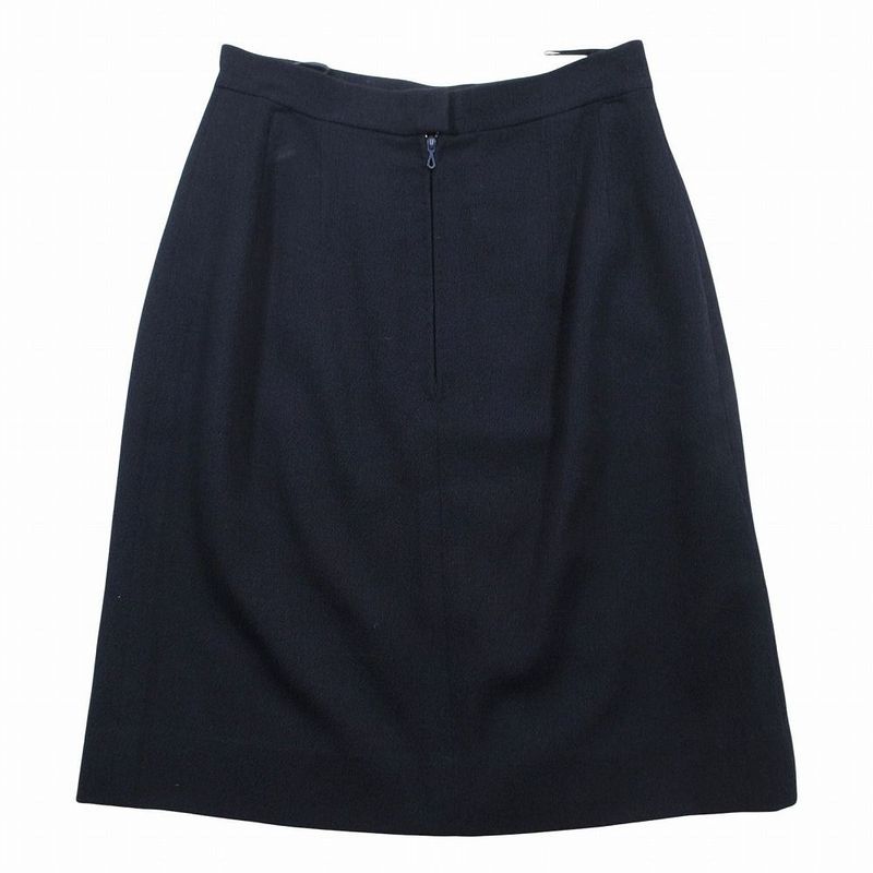 Chanel Gold Button Coin Vintage Skirt Suit Set Dark Navy 38