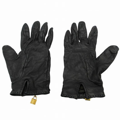Hermes Leather Gloves Kelly Cadena 7 Black Gold
