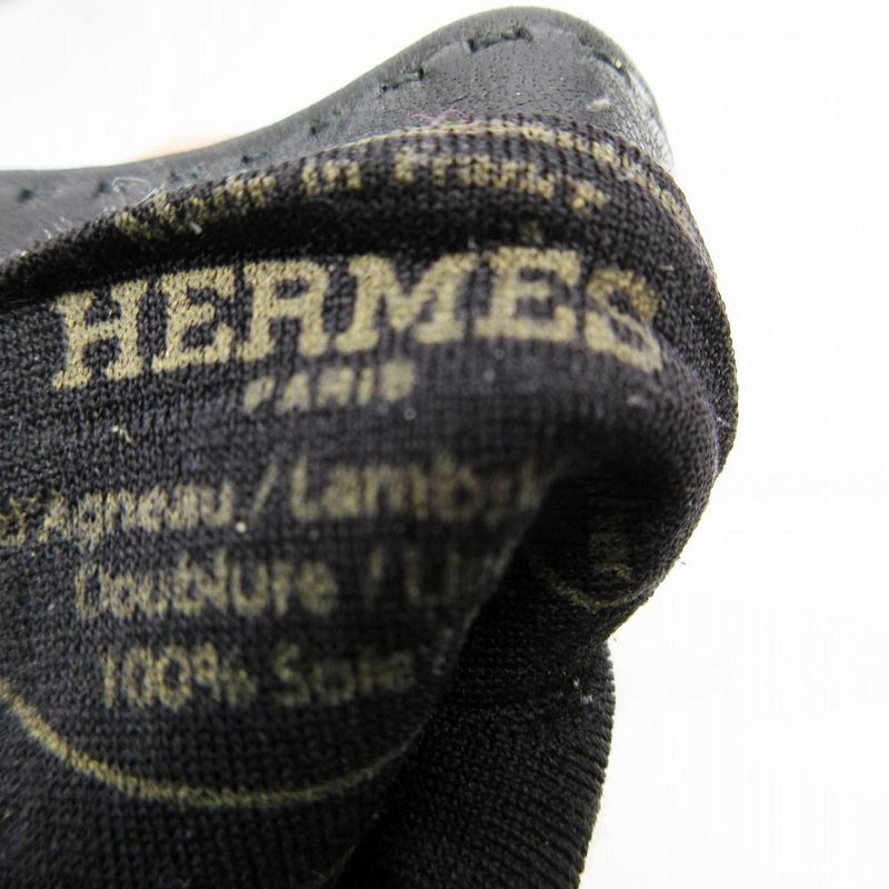 Hermes Leather Gloves Kelly Cadena 7 Black Gold