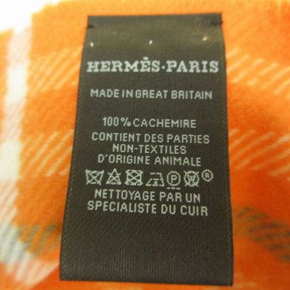 Hermes Cashmere Checkered Scarf 32 Orange