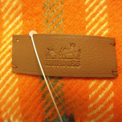 Hermes Cashmere Checkered Scarf 32 Orange