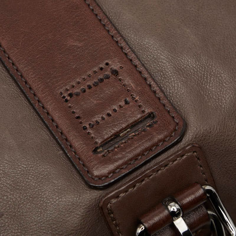 Prada Logo Crossbody Shoulder Bag Brown Leather