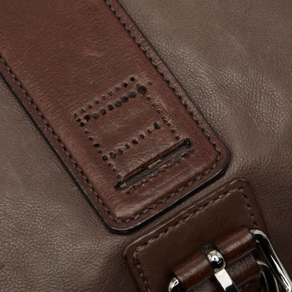 Prada Logo Crossbody Shoulder Bag Brown Leather