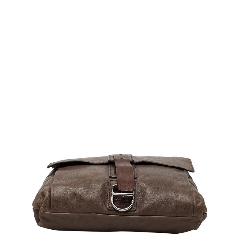 Prada Logo Crossbody Shoulder Bag Brown Leather