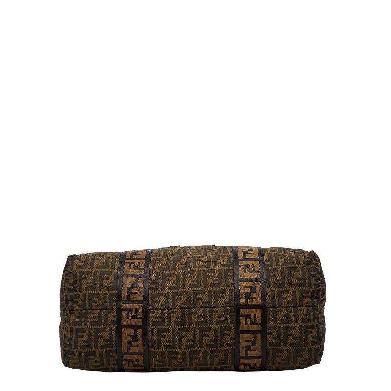 Fendi Zucca Shoulder Bag Tote Brown Canvas Leather