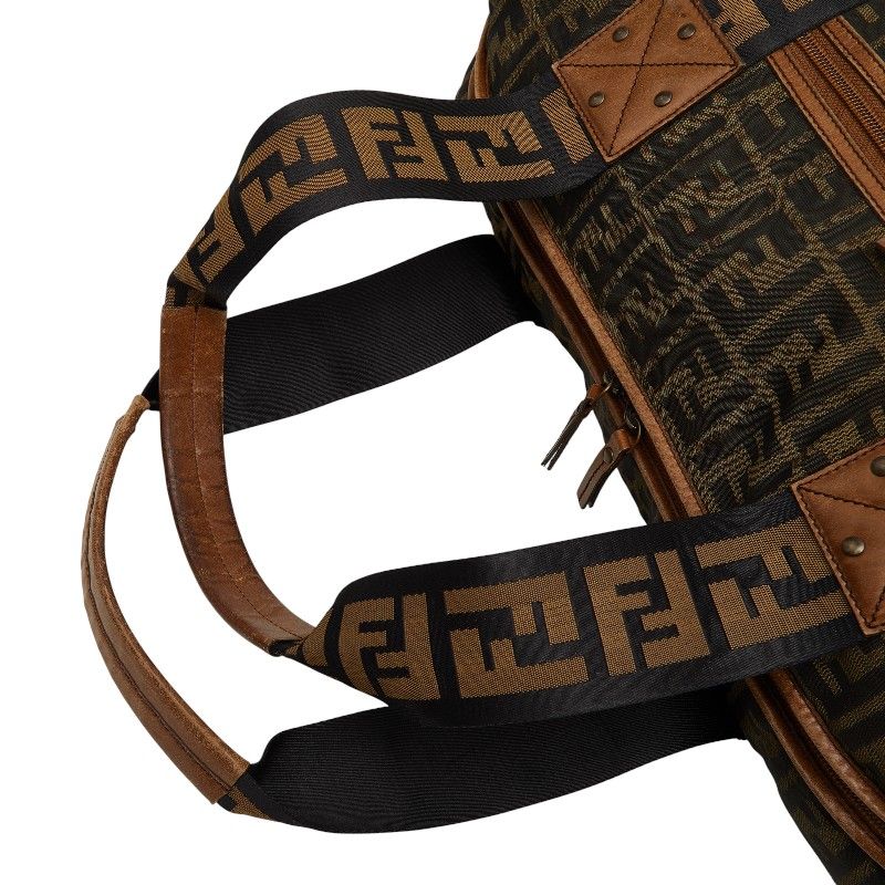 Fendi Zucca Shoulder Bag Tote Brown Canvas Leather