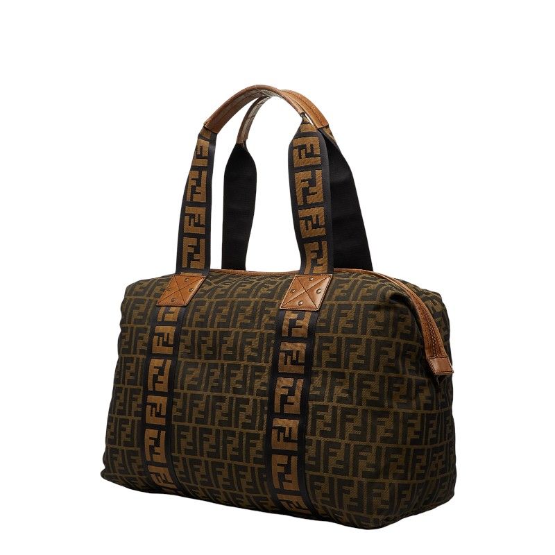 Fendi Zucca Shoulder Bag Tote Brown Canvas Leather
