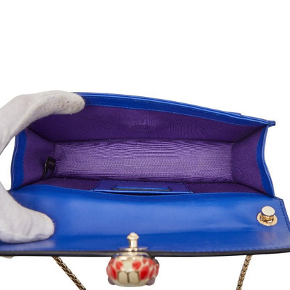 Bvlgari Serpenti Forever Crossbody Chain Shoulder Bag Blue Leather