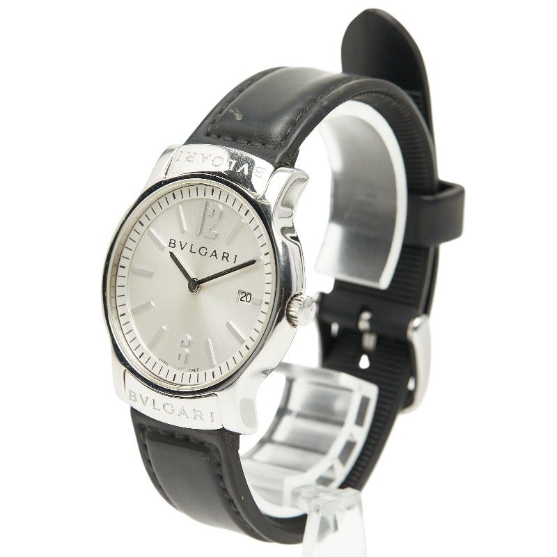 Bvlgari Belt Solotempo Silver Black Silver - Black