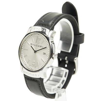 Bvlgari Belt Solotempo Silver Black Silver - Black