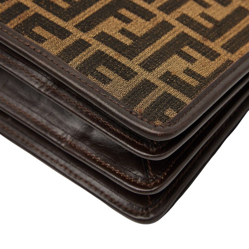Fendi Zucca Brown Canvas Leather Shoulder Bag