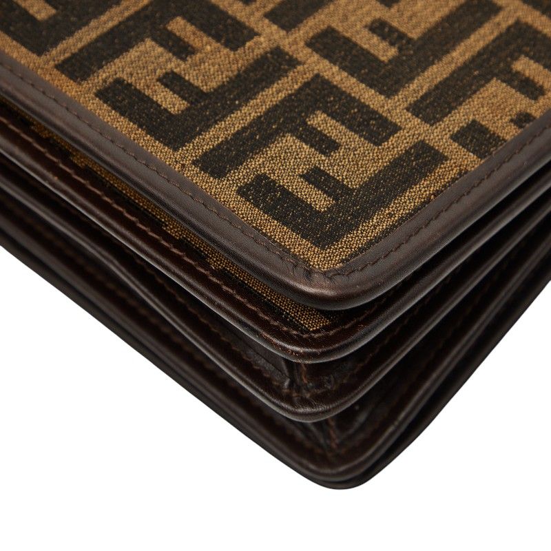 Fendi Zucca Brown Canvas Leather Shoulder Bag