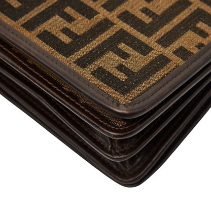 Fendi Zucca Brown Canvas Leather Shoulder Bag