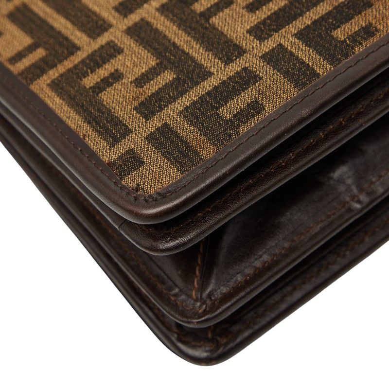 Fendi Zucca Brown Canvas Leather Shoulder Bag
