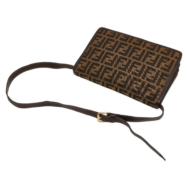 Fendi Zucca Brown Canvas Leather Shoulder Bag