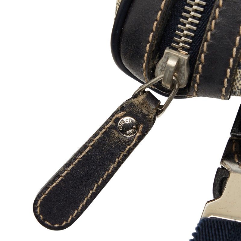 Gucci GG Supreme Belt Bag Beige Navy Leather