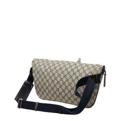 Gucci GG Supreme Belt Bag Beige Navy Leather