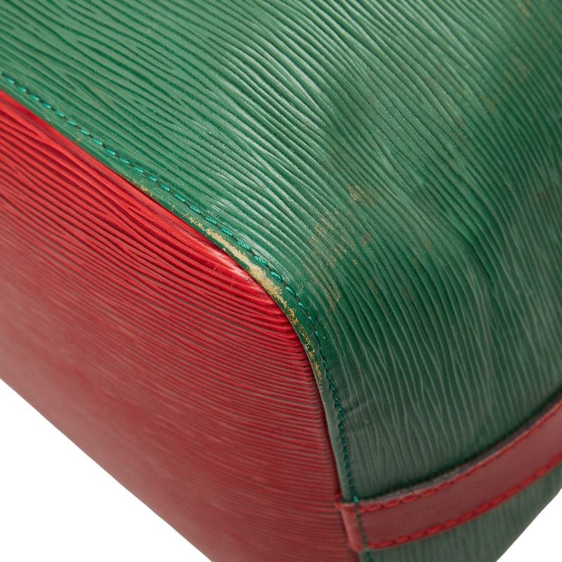 Louis Vuitton Epi Petit Noe Bicolor Green Red Leather Handbag