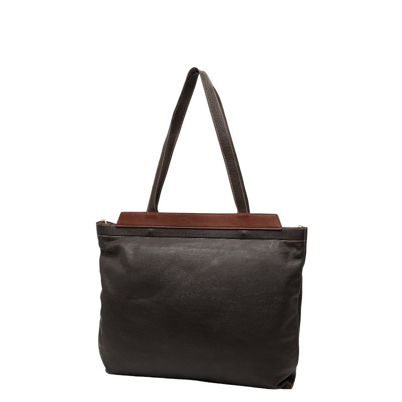 Gucci Interlocking Tote Shoulder Bag Brown Leather