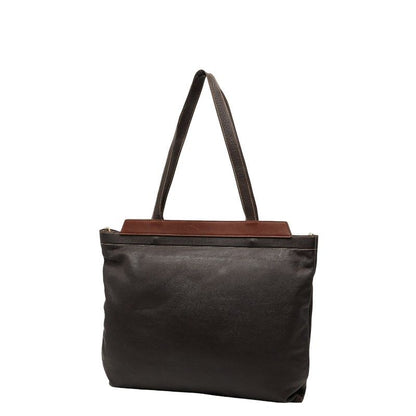 Gucci Interlocking Tote Shoulder Bag Brown Leather