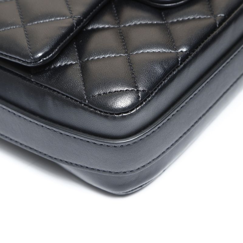 Chanel Shoulder Bag Frill Quilted Gold