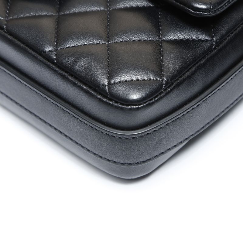 Chanel Shoulder Bag Frill Quilted Gold