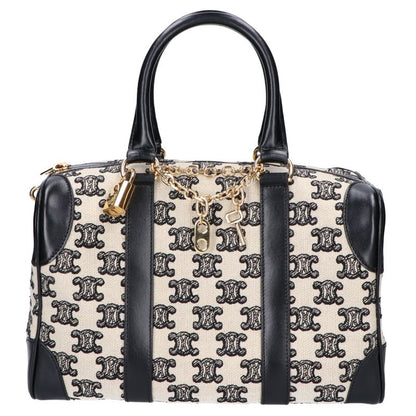 Celine Canvas Leather Triomphe Small 2-Way Boston Bag ) Black