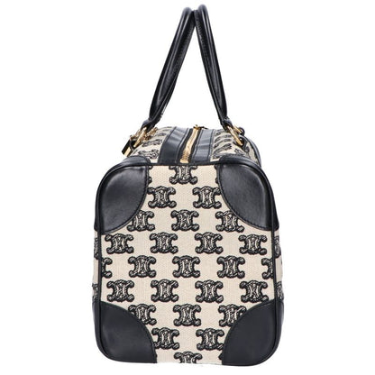 Celine Canvas Leather Triomphe Small 2-Way Boston Bag ) Black