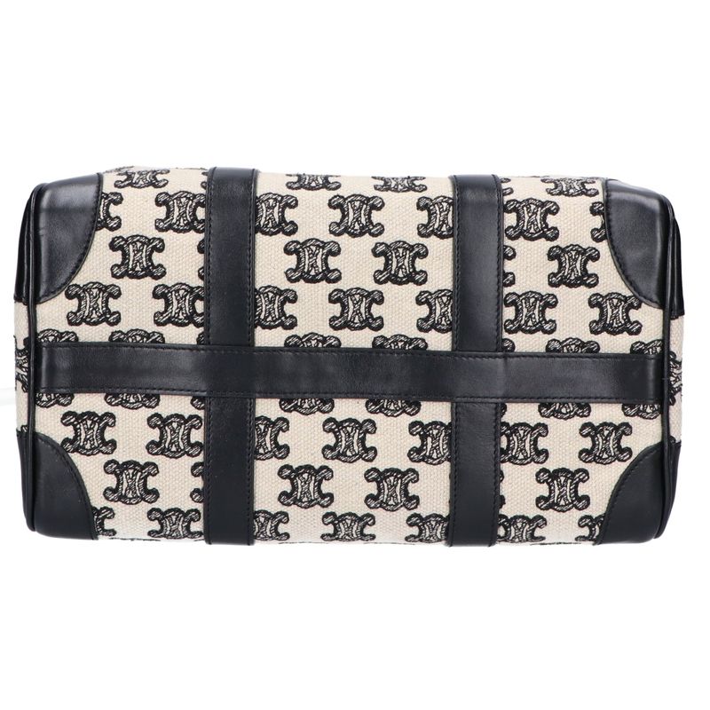 Celine Canvas Leather Triomphe Small 2-Way Boston Bag ) Black