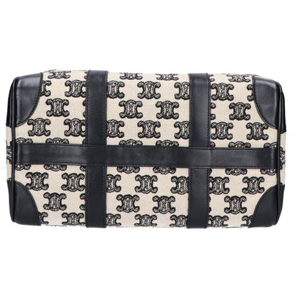 Celine Canvas Leather Triomphe Small 2-Way Boston Bag ) Black