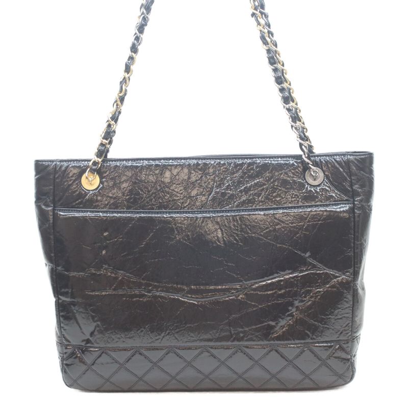 Chanel Black Shiny Aged Calfskin Tote ) Black
