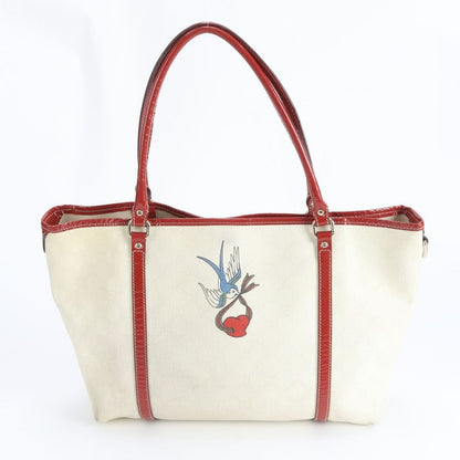 Gucci GG Supreme Tattoo Heart Leather Tote Shoulder Off-white X Red