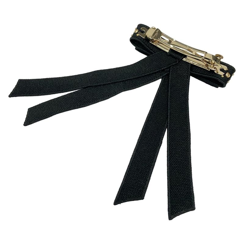 Dior Barrette Twist Black Gold Ribbon Studs Miss Shoulder Bag Black X
