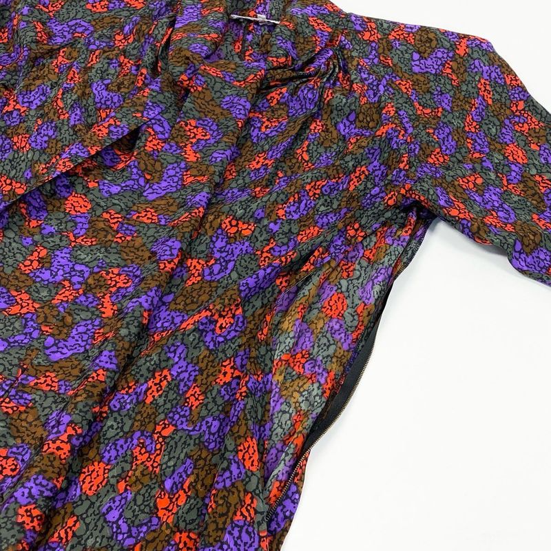 Saint Laurent Vintage Rive Gauche Yves Ribe Bowtie Dress Long All Over Pattern