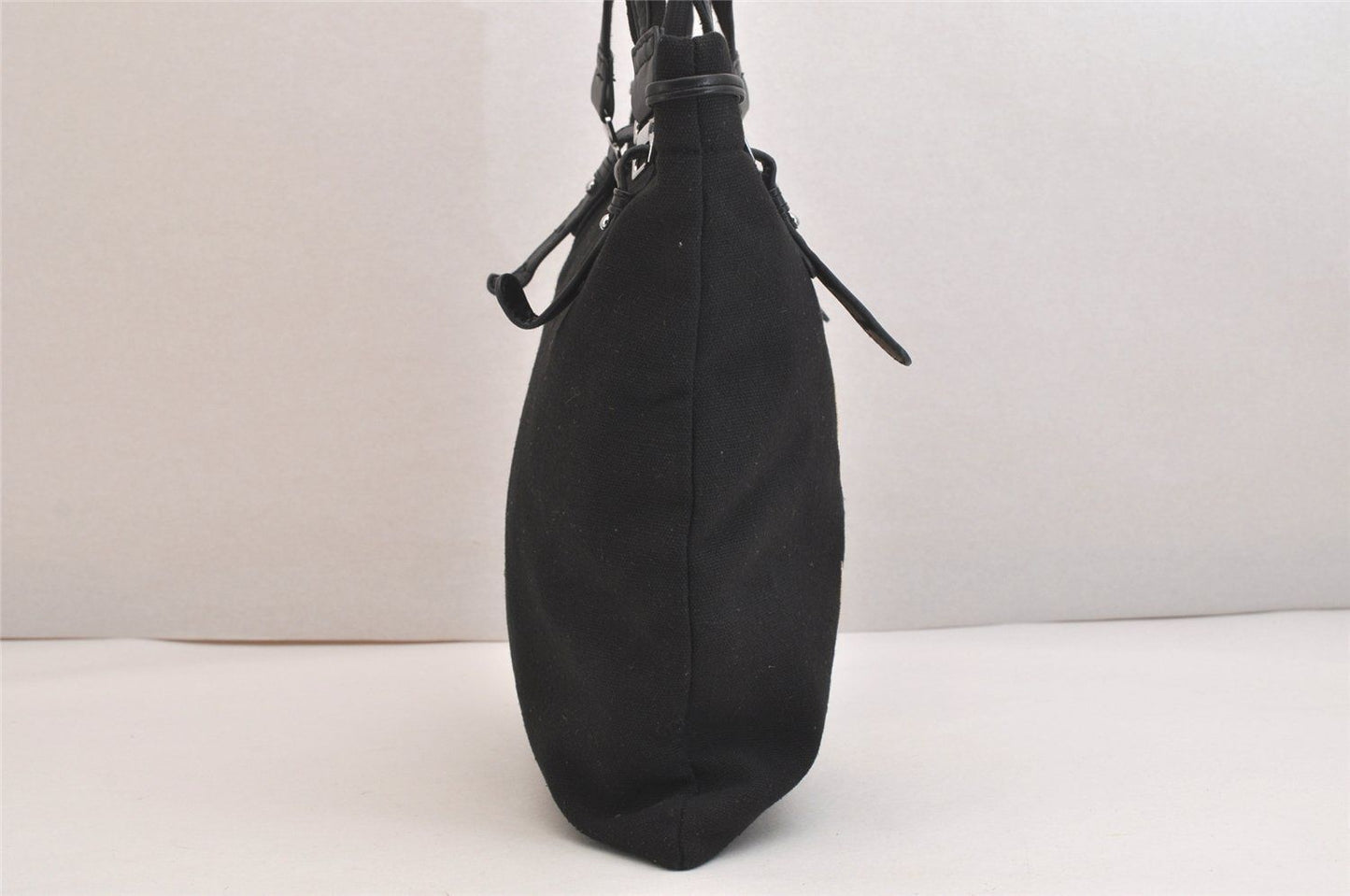 Saint Laurent Shoulder Tote Bag Canvas Leather Black — view 5